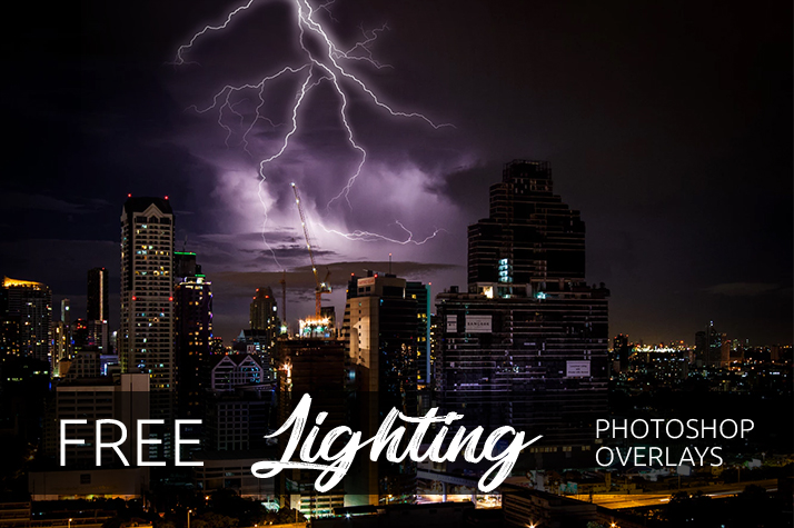 free lightning overlay photoshop poster night city