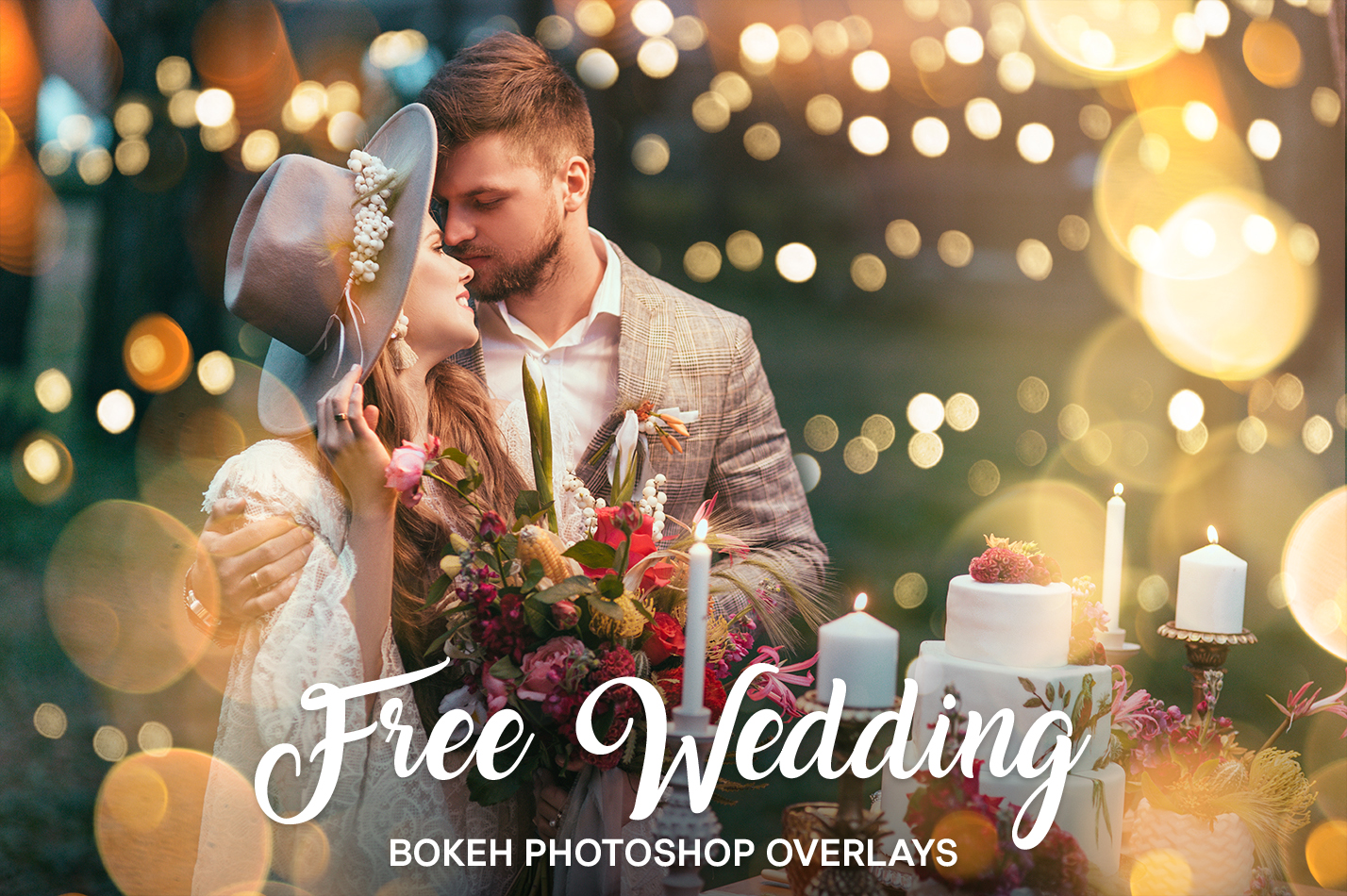 white bokeh poster couple