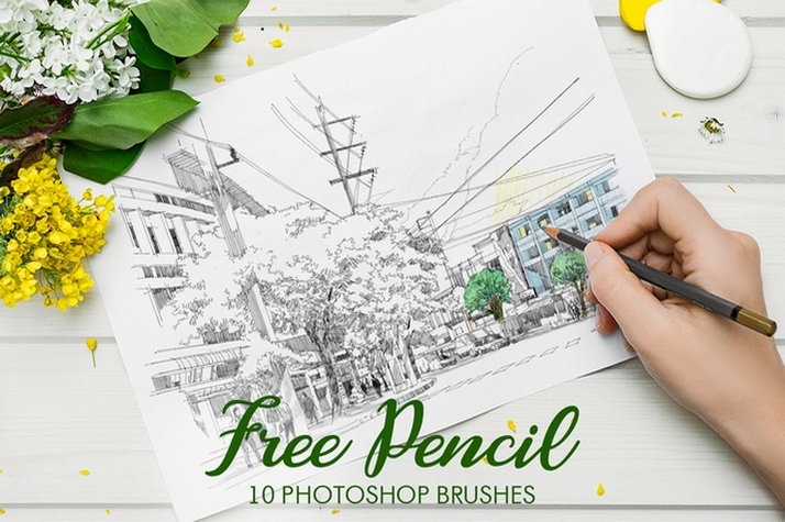 free photoshop Pencil brushes free poster