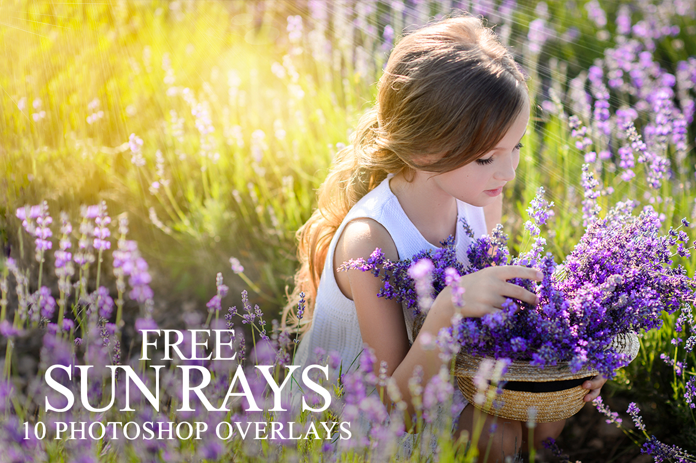 sun ray overlay poster girl in flowers