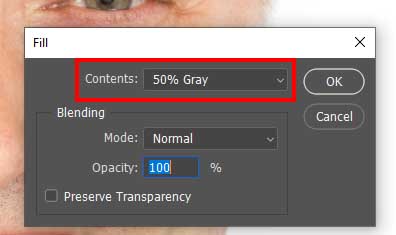remove double chin photoshop fill parameters