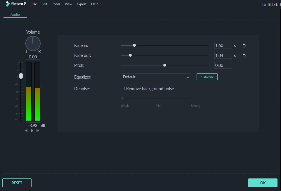 Audio editing with Filmora