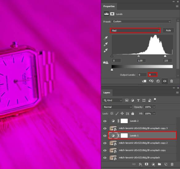 photoshop chromatic aberration levels red