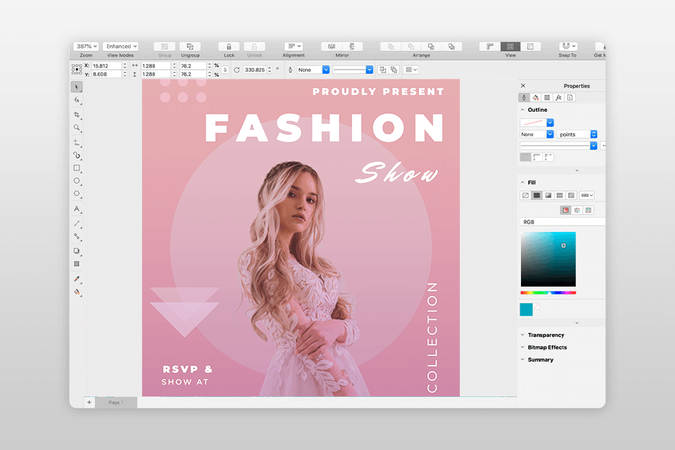 corel draw interface app for fashion designers