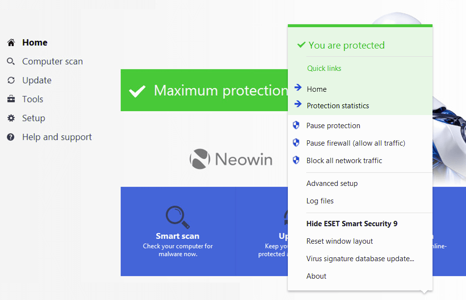 eset スマートセキュリティプレミアムインターフェース