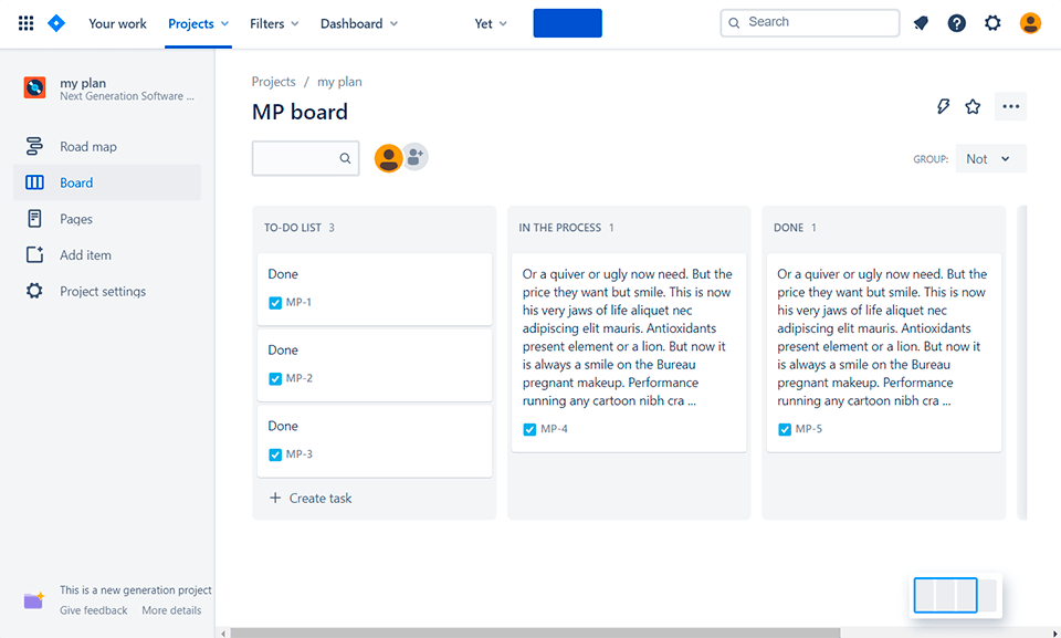 jira project management software interface