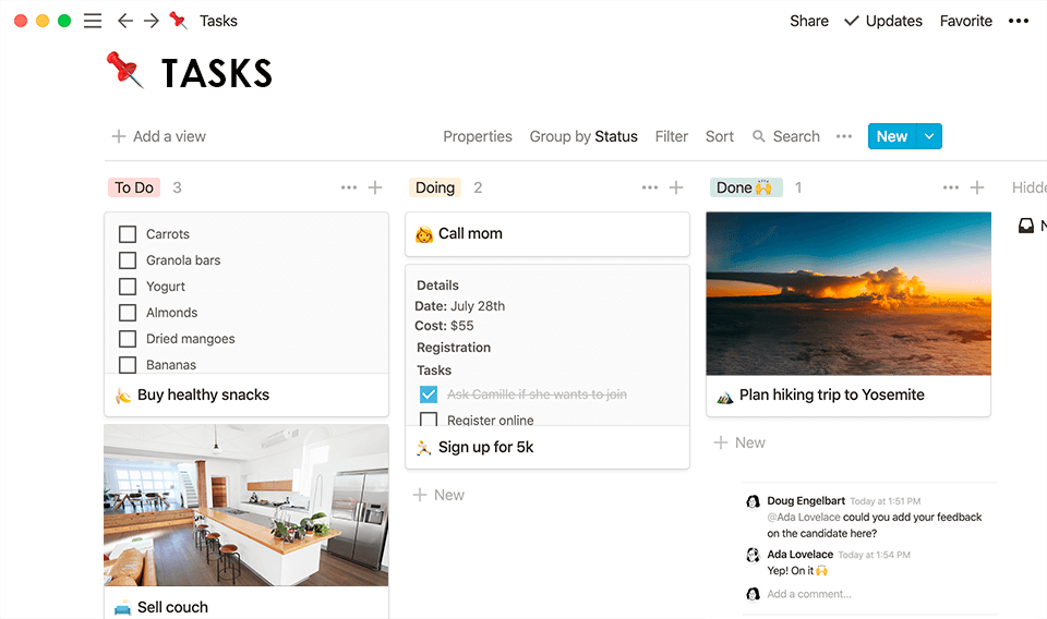 notion project management software interface