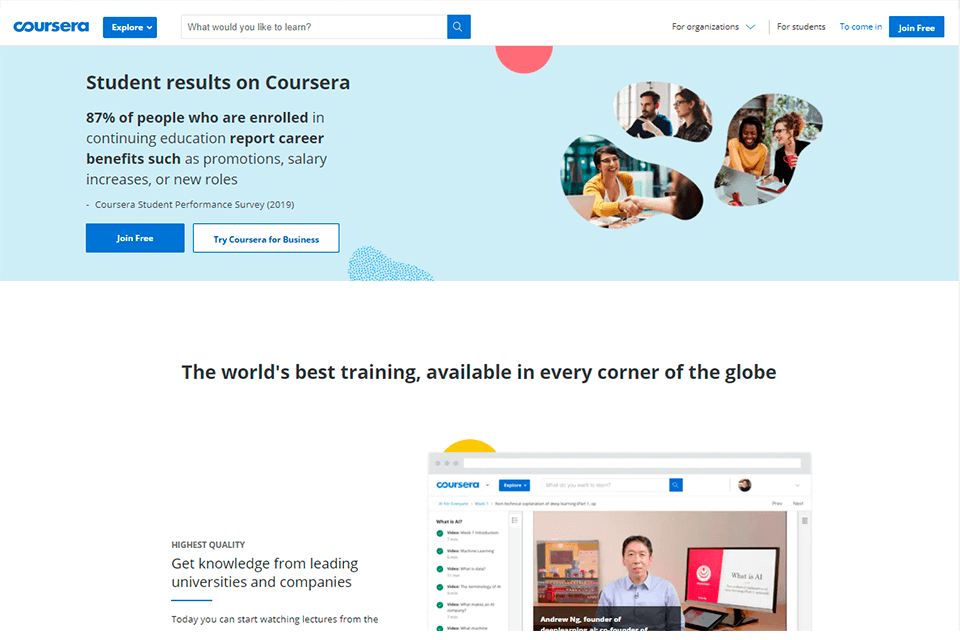 coursera online learning platforms