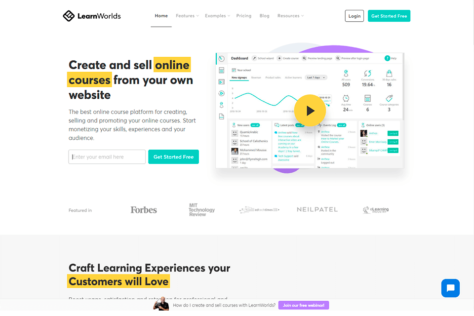 learnworlds online learning platforms