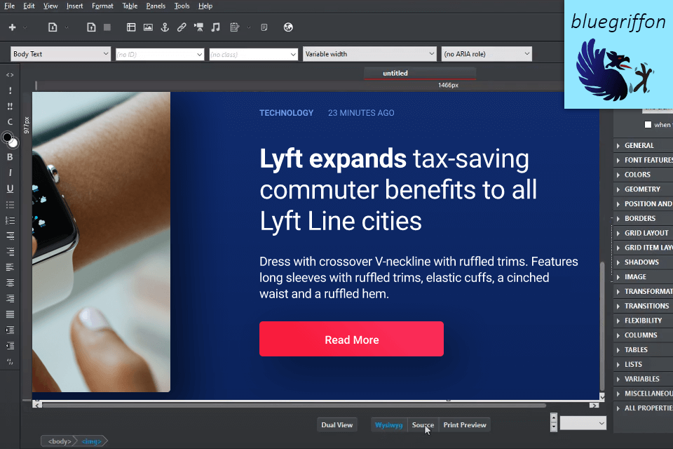 bluegriffon interface
