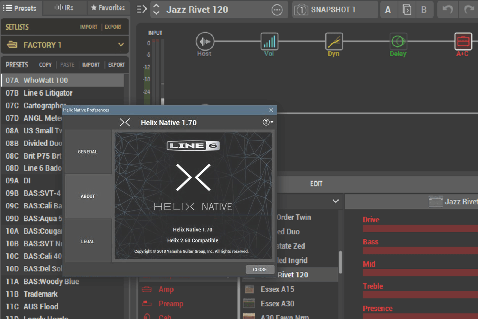 helix native guitar effects software interface
