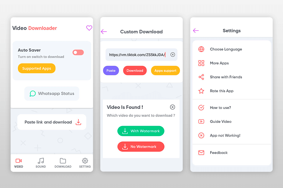 tiktok video downloader for social media interface