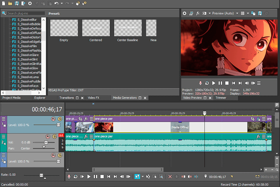 sony vegas interface amv editing software