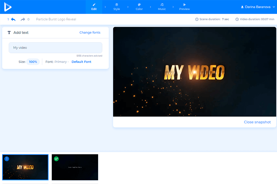 renderforest youtube intro maker interface
