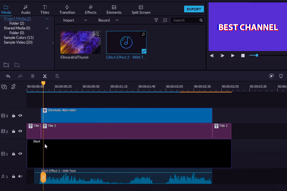 filmora youtube intro maker interface
