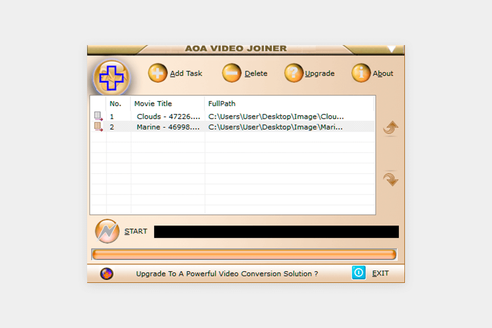 aoa video joiner software interface