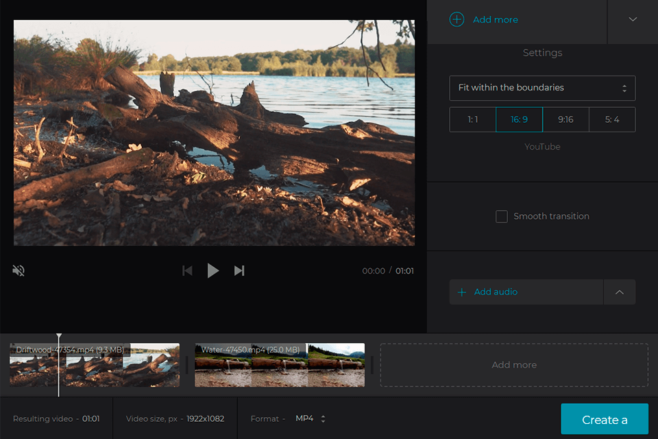 clideo video joiner software interface
