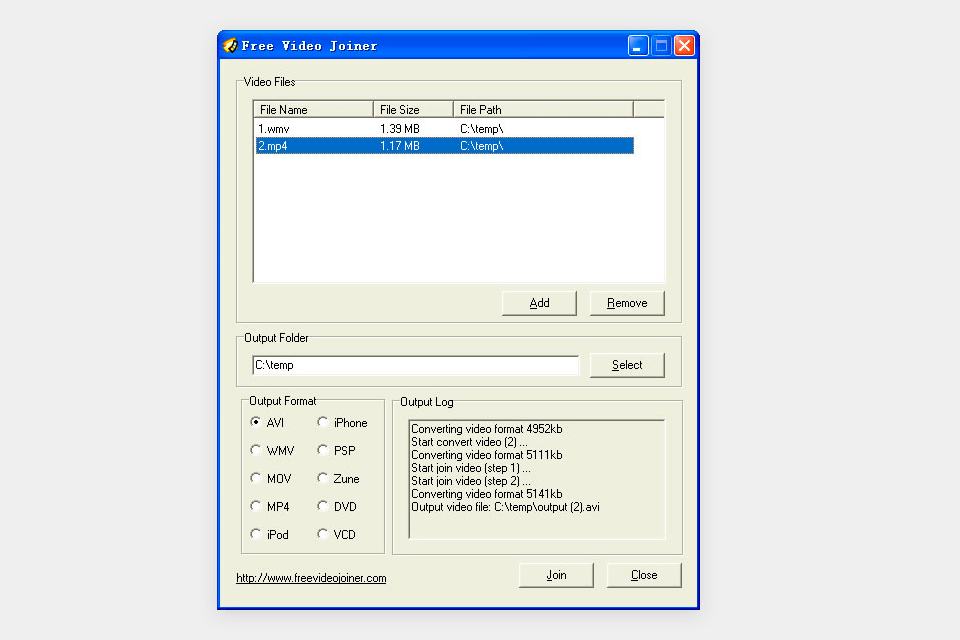 free video joiner software interface
