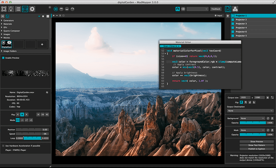 madmapper video mapping software interface