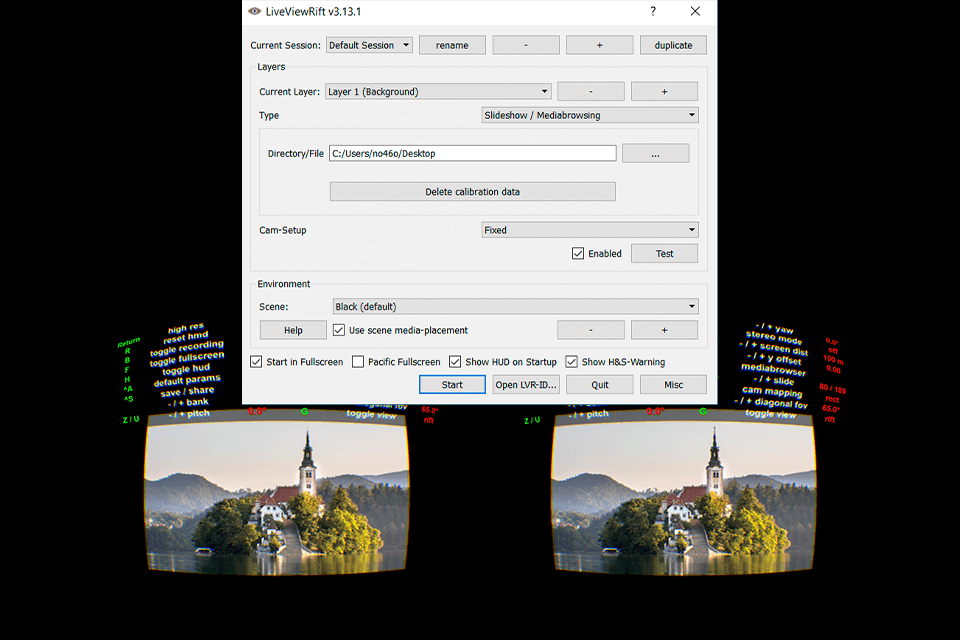 liveviewrift interface du lecteur vidéo vr