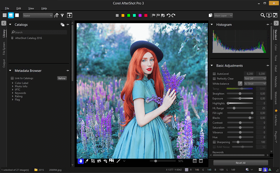 aftershot pro interface d'édition de photos brutes
