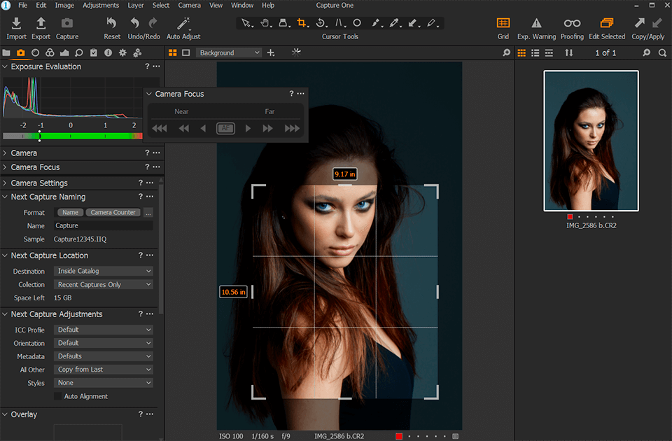 capture one pro interface d'édition de photos brutes