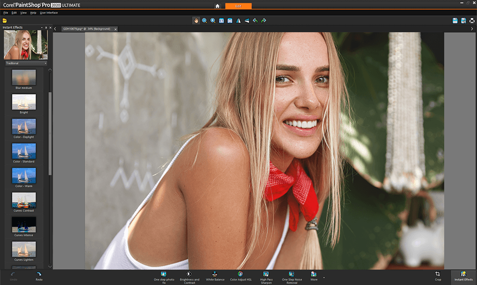 paintshop pro interface d'édition de photos brutes