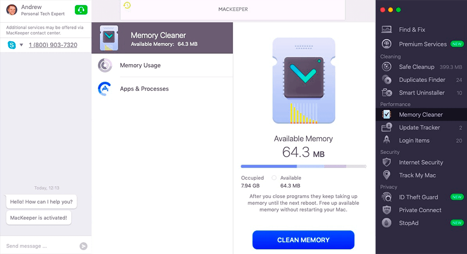 mackeeper performance tool memory cleaner