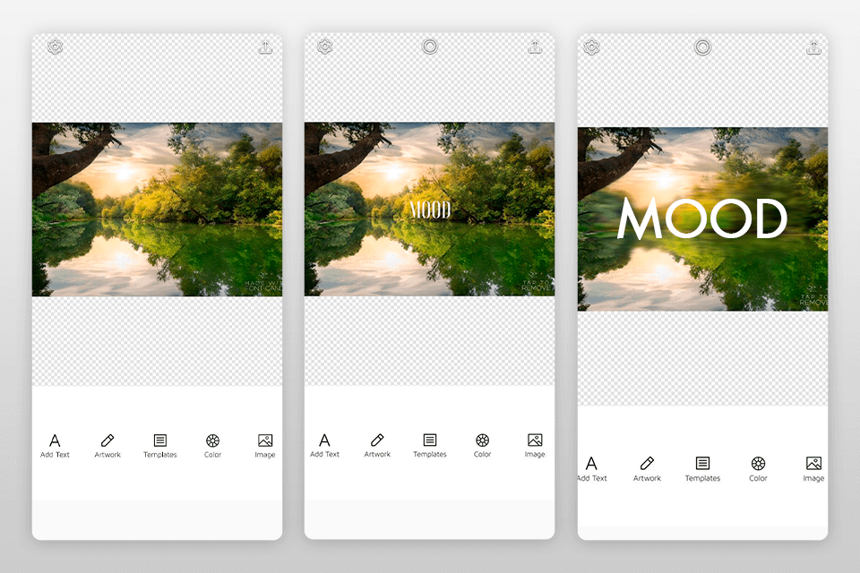 font candy texts on pictures app interface