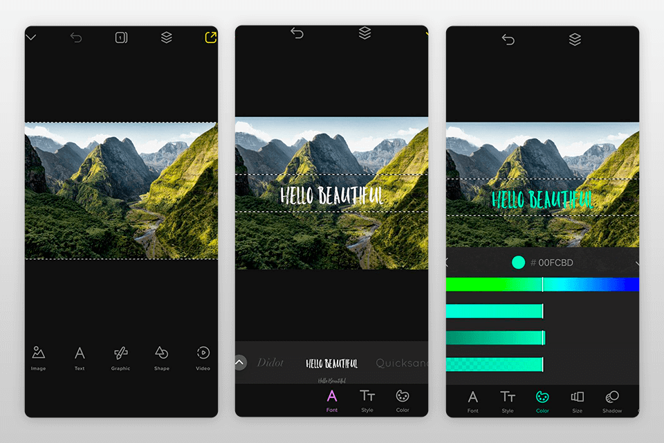 over texts on pictures app interface