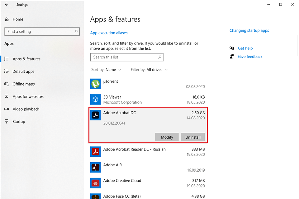 uninstalling adobe acrobat not opening