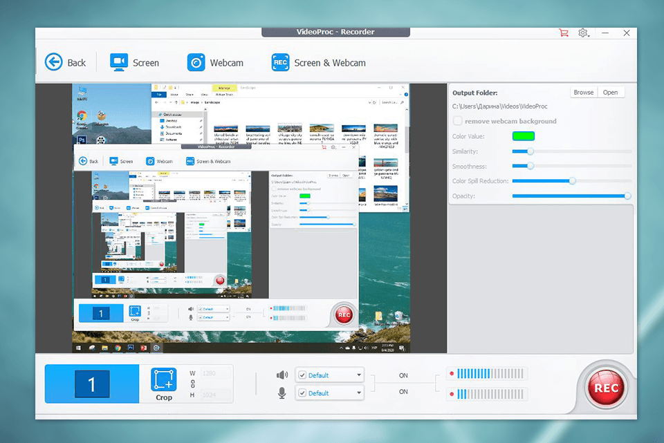 videoproc interface screen recording
