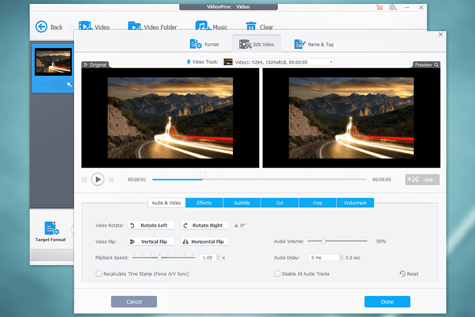 videoproc interface video editor