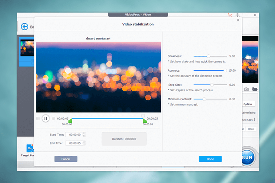 videoproc stabilizing videos