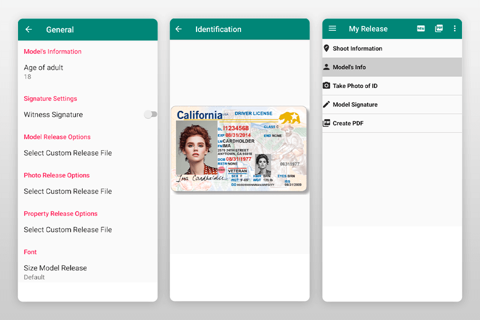 my release model release app interface