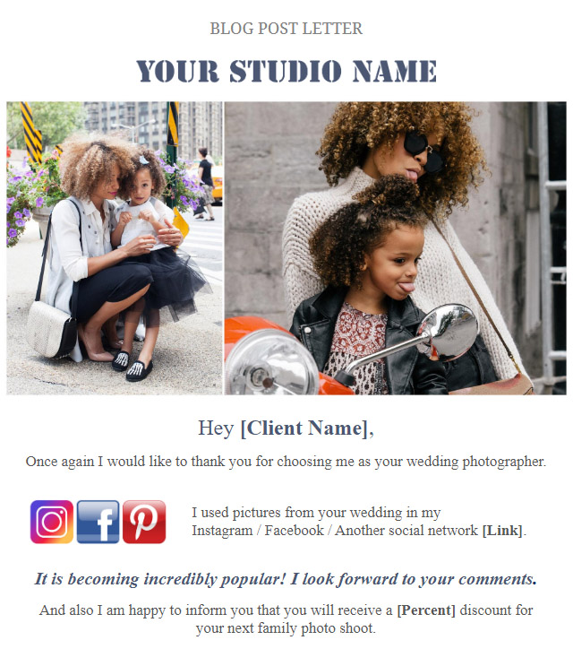 blog post photographer email template