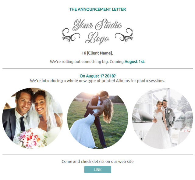 the announcement photographer email template