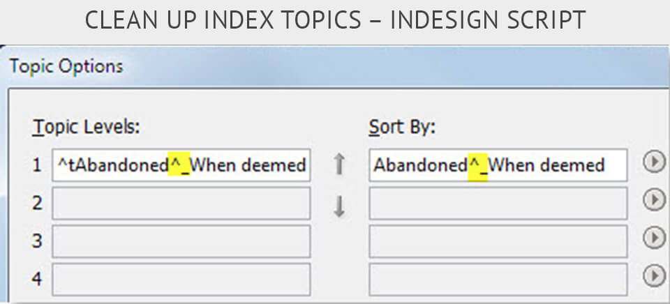 adobe indesign scripts Clean Up Index Topics
