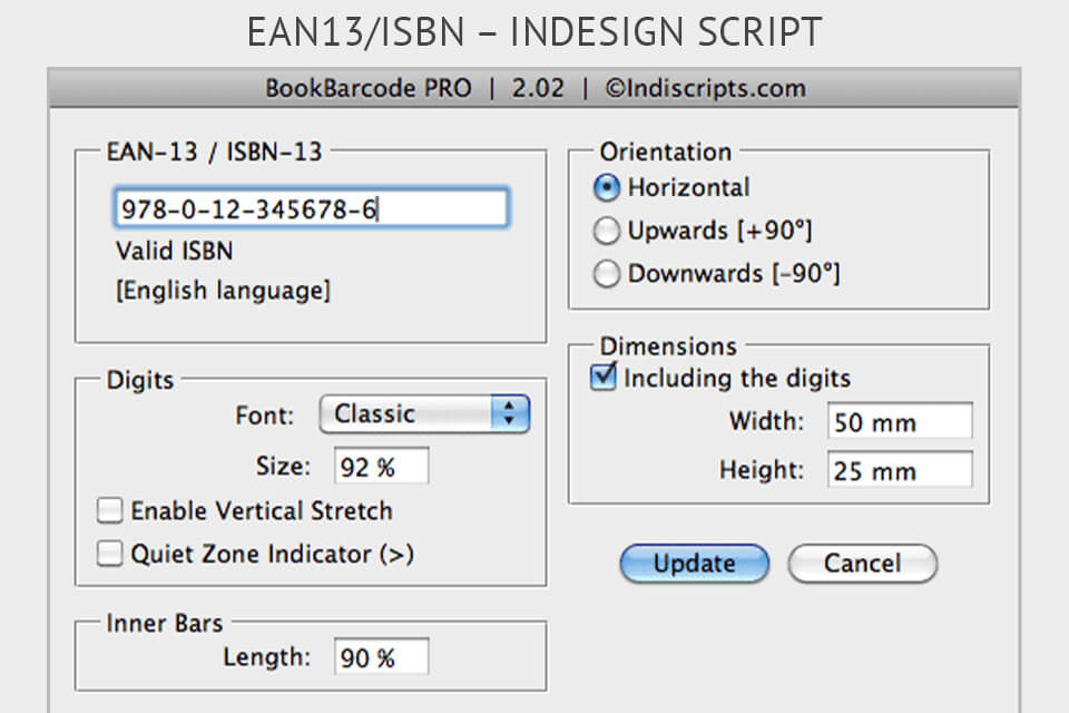 adobe indesign scripts EAN13