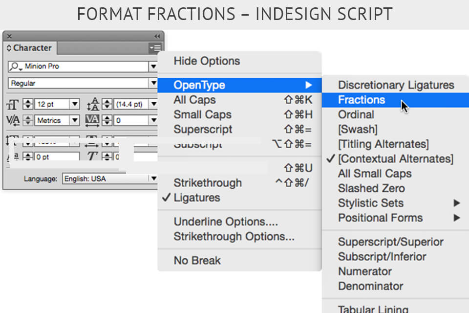 adobe indesign scripts Format Fractions