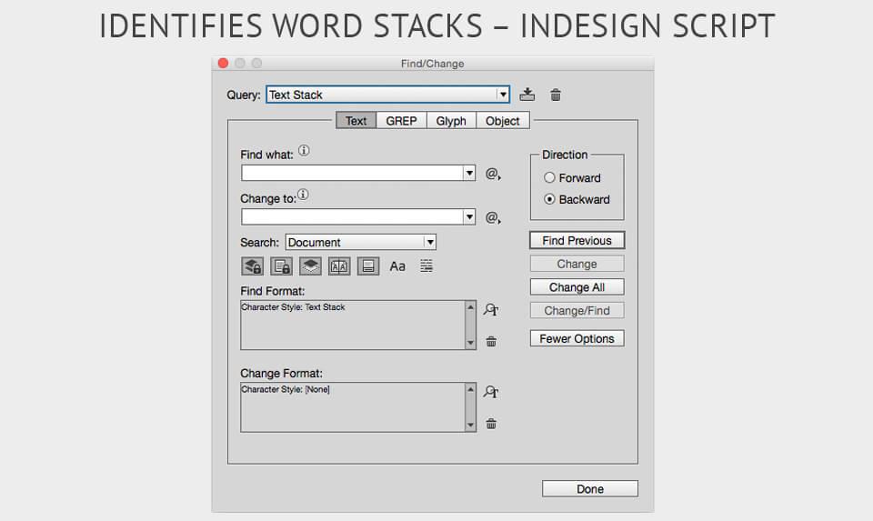 adobe indesign scripts Identifies Word Stacks