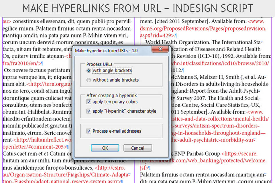 adobe indesign scripts Make Hyperlinks