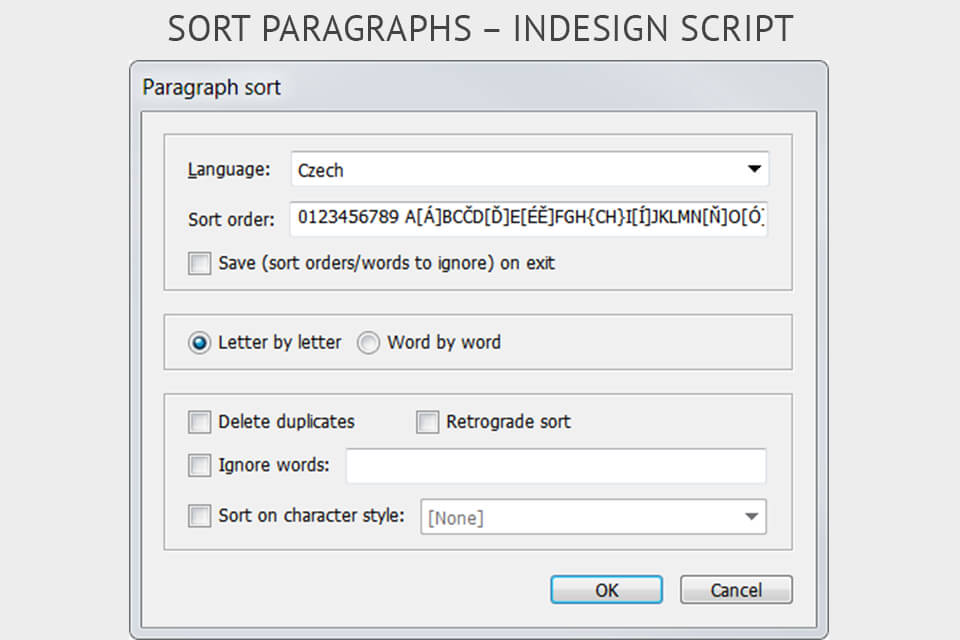 adobe indesign scripts Sort Paragraphs Alphabetically
