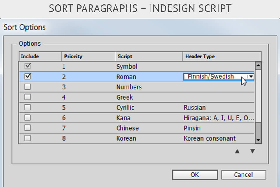 adobe indesign scripts Sort Paragraphs