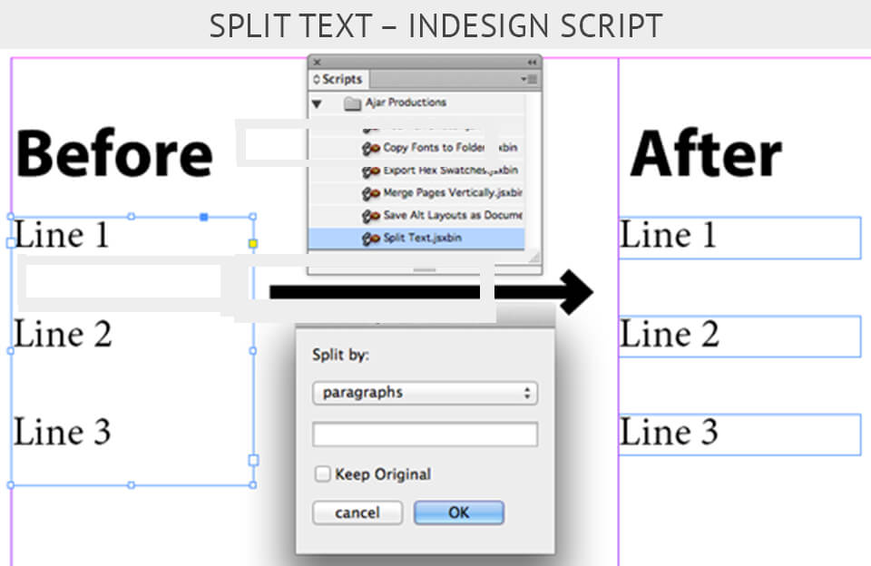 adobe indesign scripts Split Text