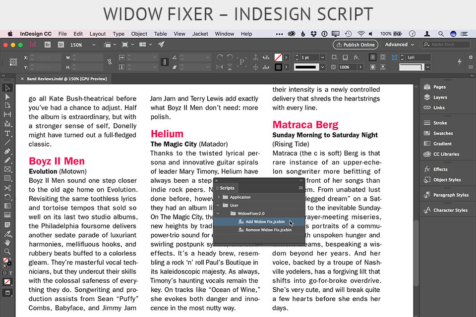 adobe indesign scripts Widow Fixer