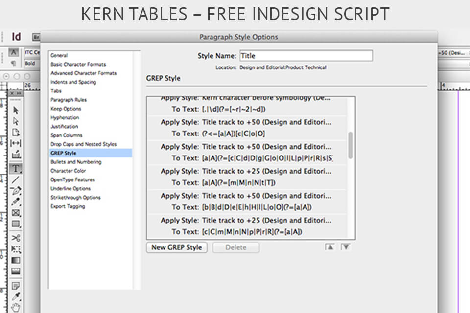 free indesign plugins Kern Tables