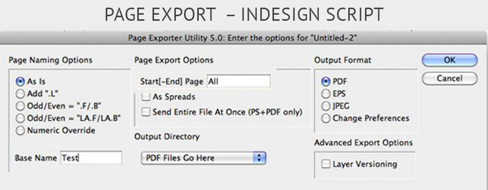 indesign script Page Export