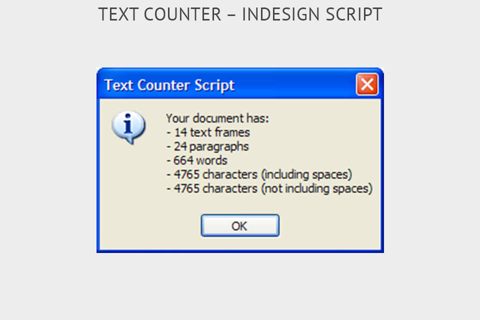indesign script Text Counter