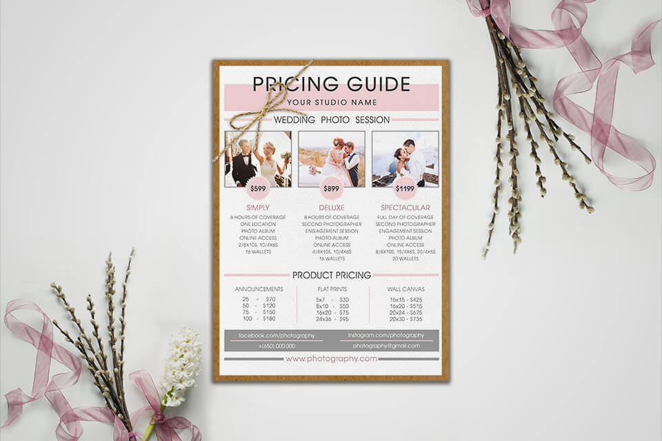freelance photographer pricelist template